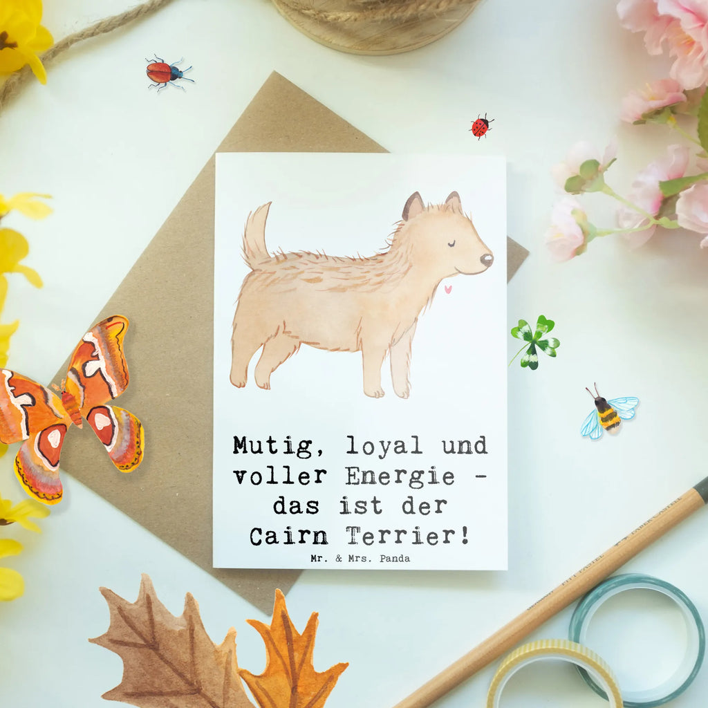 Greetings card Mutig, loyal und voller Energie - das ist der Cairn Terrier! Geburtstagskarte, Einladungskarte, Glückwunschkarte, Ansichtskarten, Grußkarte, Karte, Hochzeitskarte, Klappkarte, Hund, Hunderasse, Rassehund, Hundebesitzer, Geschenk, Tierfreund, Schenken, Welpe