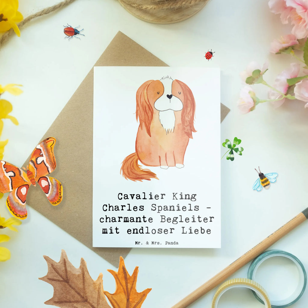 Greetings card Cavalier King Charles Spaniels - charmante Begleiter mit endloser Liebe Glückwunschkarte, Ansichtskarten, Klappkarte, Hochzeitskarte, Geburtstagskarte, Einladungskarte, Karte, Grußkarte, Hund, Hunderasse, Rassehund, Hundebesitzer, Geschenk, Tierfreund, Schenken, Welpe