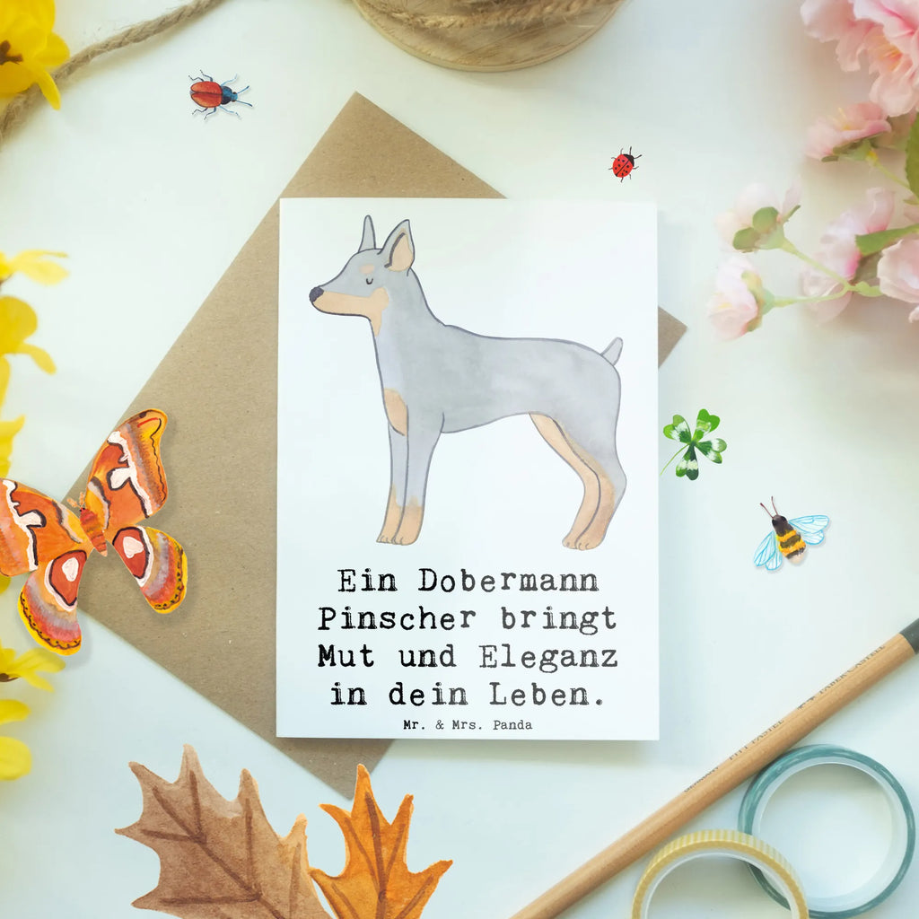 Greetings card Ein Dobermann Pinscher bringt Mut und Eleganz in dein Leben. Einladungskarte, Karte, Klappkarte, Geburtstagskarte, Hochzeitskarte, Glückwunschkarte, Ansichtskarten, Grußkarte, Hund, Hunderasse, Rassehund, Hundebesitzer, Geschenk, Tierfreund, Schenken, Welpe