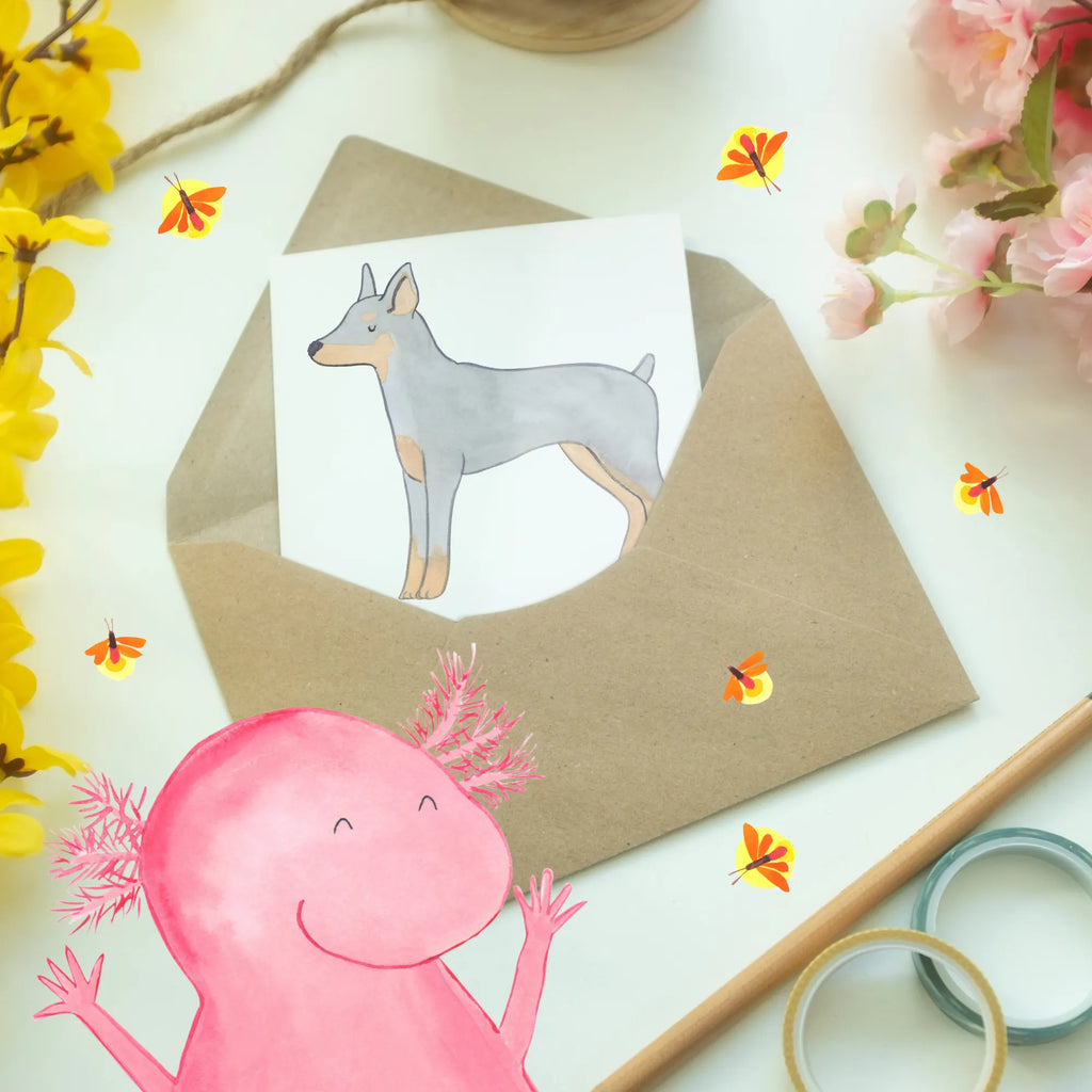 Greetings card Ein Dobermann Pinscher bringt Mut und Eleganz in dein Leben. Einladungskarte, Karte, Klappkarte, Geburtstagskarte, Hochzeitskarte, Glückwunschkarte, Ansichtskarten, Grußkarte, Hund, Hunderasse, Rassehund, Hundebesitzer, Geschenk, Tierfreund, Schenken, Welpe