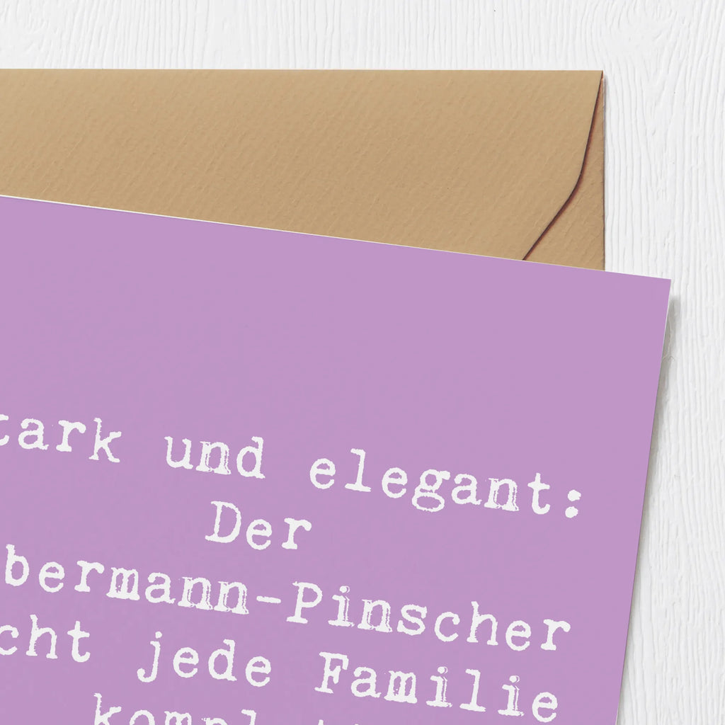 Deluxe Card Saying Stark und elegant: Der Dobermann-Pinscher macht jede Familie komplett Geburtstagskarte, Grußkarte, Karte, Glückwunschkarte, Klappkarte, Einladungskarte, Hochwertige Klappkarte, Hochwertige Grußkarte, Hochzeitskarte, Hund, Hunderasse, Rassehund, Hundebesitzer, Geschenk, Tierfreund, Schenken, Welpe