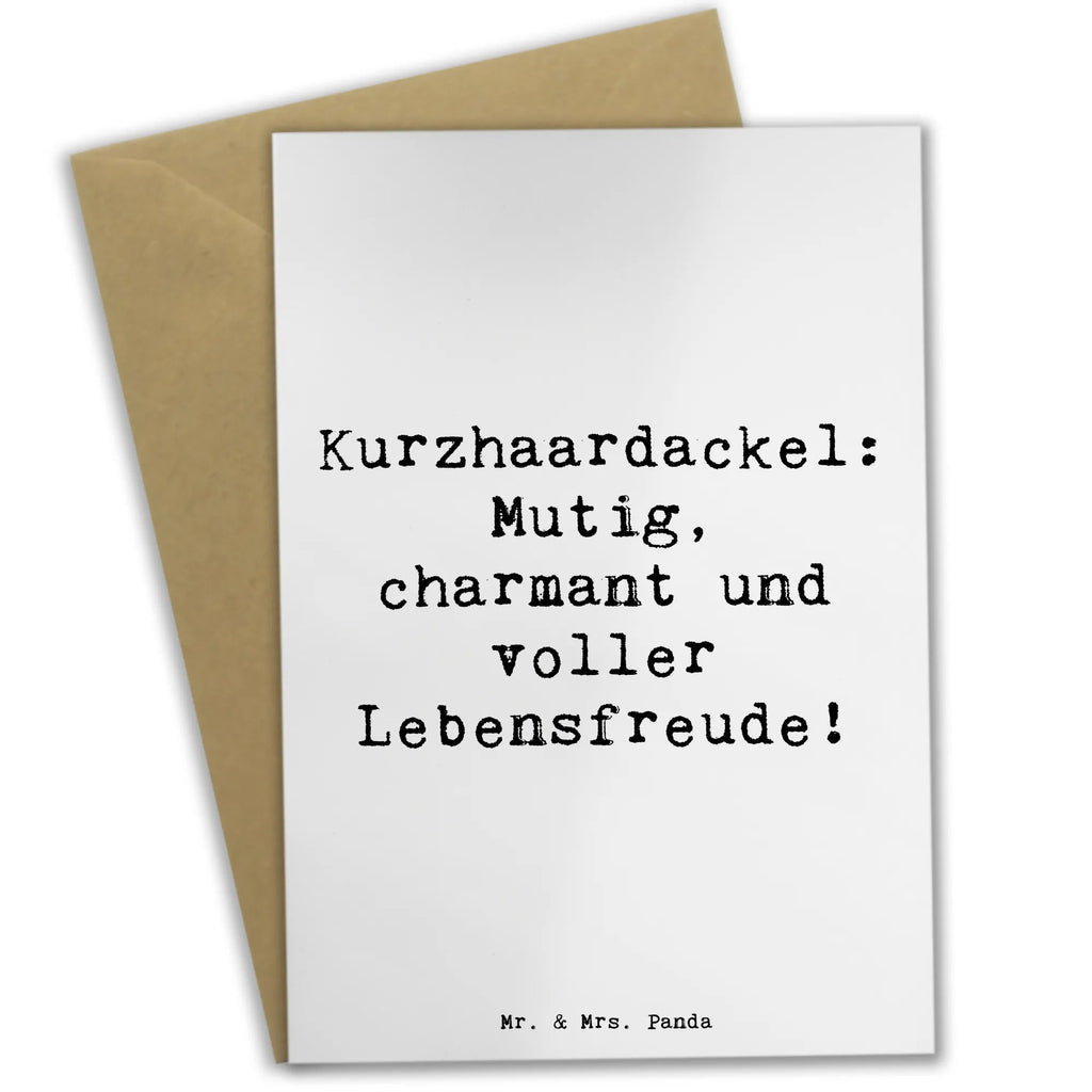 Greetings card Saying Kurzhaardackel: Mutig, charmant und voller Lebensfreude! Ansichtskarten, Einladungskarte, Glückwunschkarte, Geburtstagskarte, Hochzeitskarte, Grußkarte, Karte, Klappkarte, Hund, Hunderasse, Rassehund, Hundebesitzer, Geschenk, Tierfreund, Schenken, Welpe