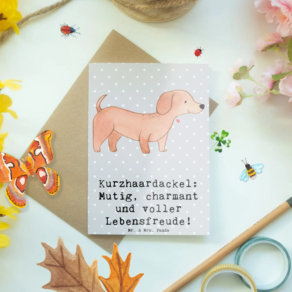 Greetings card Kurzhaardackel: Mutig, charmant und voller Lebensfreude! Klappkarte, Hochzeitskarte, Einladungskarte, Ansichtskarten, Geburtstagskarte, Grußkarte, Karte, Glückwunschkarte, Hund, Hunderasse, Rassehund, Hundebesitzer, Geschenk, Tierfreund, Schenken, Welpe
