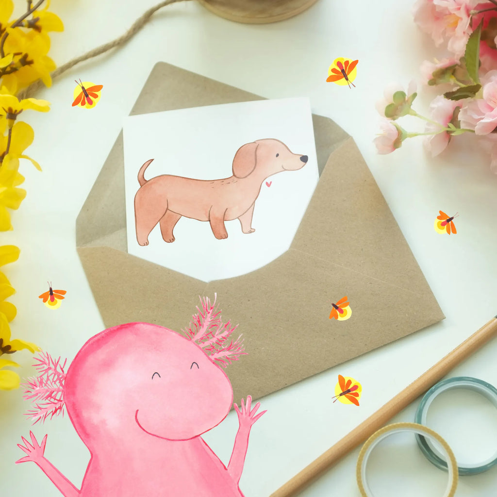 Greetings card Kurzhaardackel: Mutig, charmant und voller Lebensfreude! Klappkarte, Hochzeitskarte, Einladungskarte, Ansichtskarten, Geburtstagskarte, Grußkarte, Karte, Glückwunschkarte, Hund, Hunderasse, Rassehund, Hundebesitzer, Geschenk, Tierfreund, Schenken, Welpe