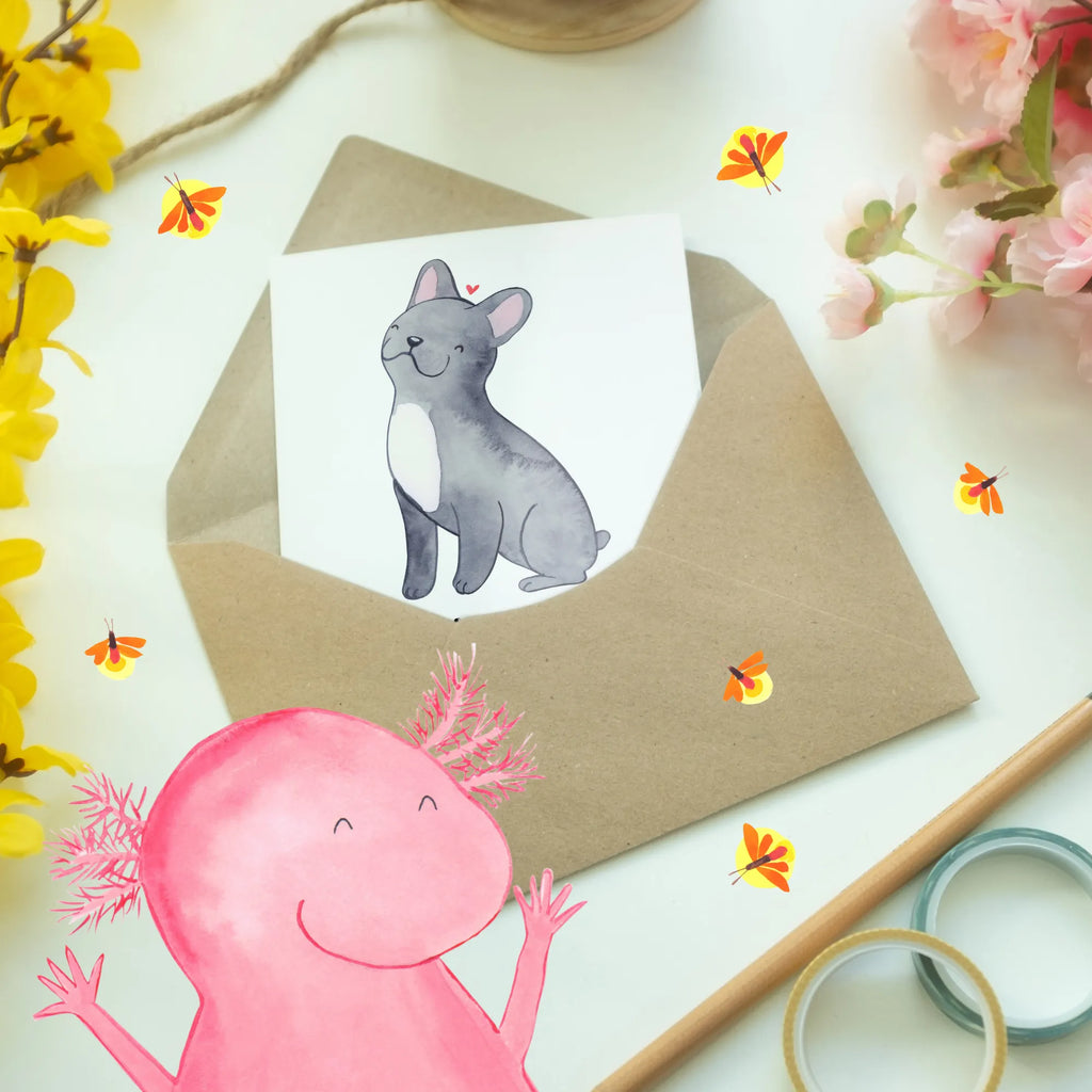 Greetings card Die Liebe einer französischen Bulldogge ist unübertrefflich. Grußkarte, Geburtstagskarte, Einladungskarte, Glückwunschkarte, Karte, Hochzeitskarte, Ansichtskarten, Klappkarte, Hund, Hunderasse, Rassehund, Hundebesitzer, Geschenk, Tierfreund, Schenken, Welpe