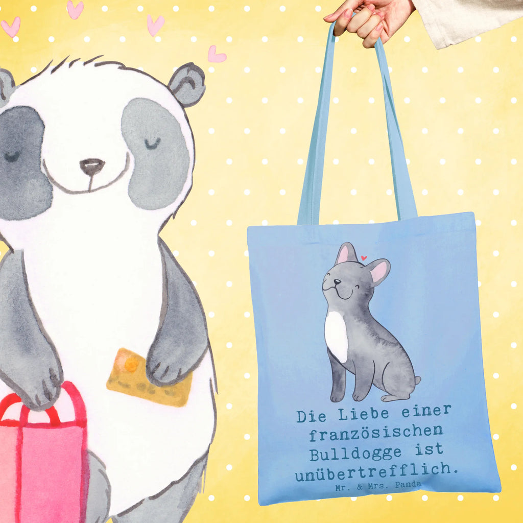 Tote bag Die Liebe einer französischen Bulldogge ist unübertrefflich. Laptoptasche, Beuteltasche, Jutebeutel, Tragetasche, Shopper, Stoffbeutel, Badetasche, Einkaufstasche, Umhängetasche, Tasche, Strandtasche, Stofftasche, Einkaufstüte, Schultertasche, Jutetasche, Beutel, Hund, Hunderasse, Rassehund, Hundebesitzer, Geschenk, Tierfreund, Schenken, Welpe
