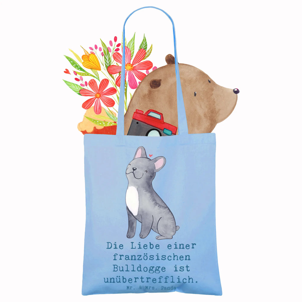 Tote bag Die Liebe einer französischen Bulldogge ist unübertrefflich. Laptoptasche, Beuteltasche, Jutebeutel, Tragetasche, Shopper, Stoffbeutel, Badetasche, Einkaufstasche, Umhängetasche, Tasche, Strandtasche, Stofftasche, Einkaufstüte, Schultertasche, Jutetasche, Beutel, Hund, Hunderasse, Rassehund, Hundebesitzer, Geschenk, Tierfreund, Schenken, Welpe