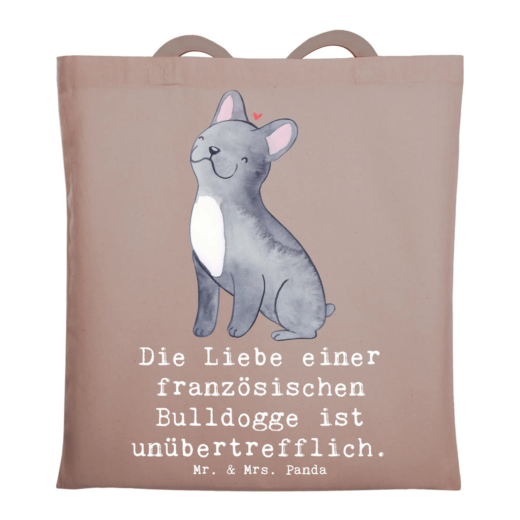 Tote bag Die Liebe einer französischen Bulldogge ist unübertrefflich. Laptoptasche, Beuteltasche, Jutebeutel, Tragetasche, Shopper, Stoffbeutel, Badetasche, Einkaufstasche, Umhängetasche, Tasche, Strandtasche, Stofftasche, Einkaufstüte, Schultertasche, Jutetasche, Beutel, Hund, Hunderasse, Rassehund, Hundebesitzer, Geschenk, Tierfreund, Schenken, Welpe