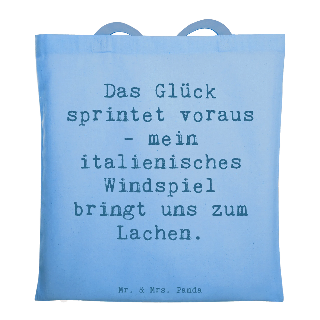 Tote bag Saying Das Glück sprintet voraus - mein italienisches Windspiel bringt uns zum Lachen. Strandtasche, Jutebeutel, Beuteltasche, Tragetasche, Badetasche, Einkaufstasche, Beutel, Tasche, Laptoptasche, Umhängetasche, Schultertasche, Stofftasche, Jutetasche, Stoffbeutel, Shopper, Einkaufstüte, Hund, Hunderasse, Rassehund, Hundebesitzer, Geschenk, Tierfreund, Schenken, Welpe