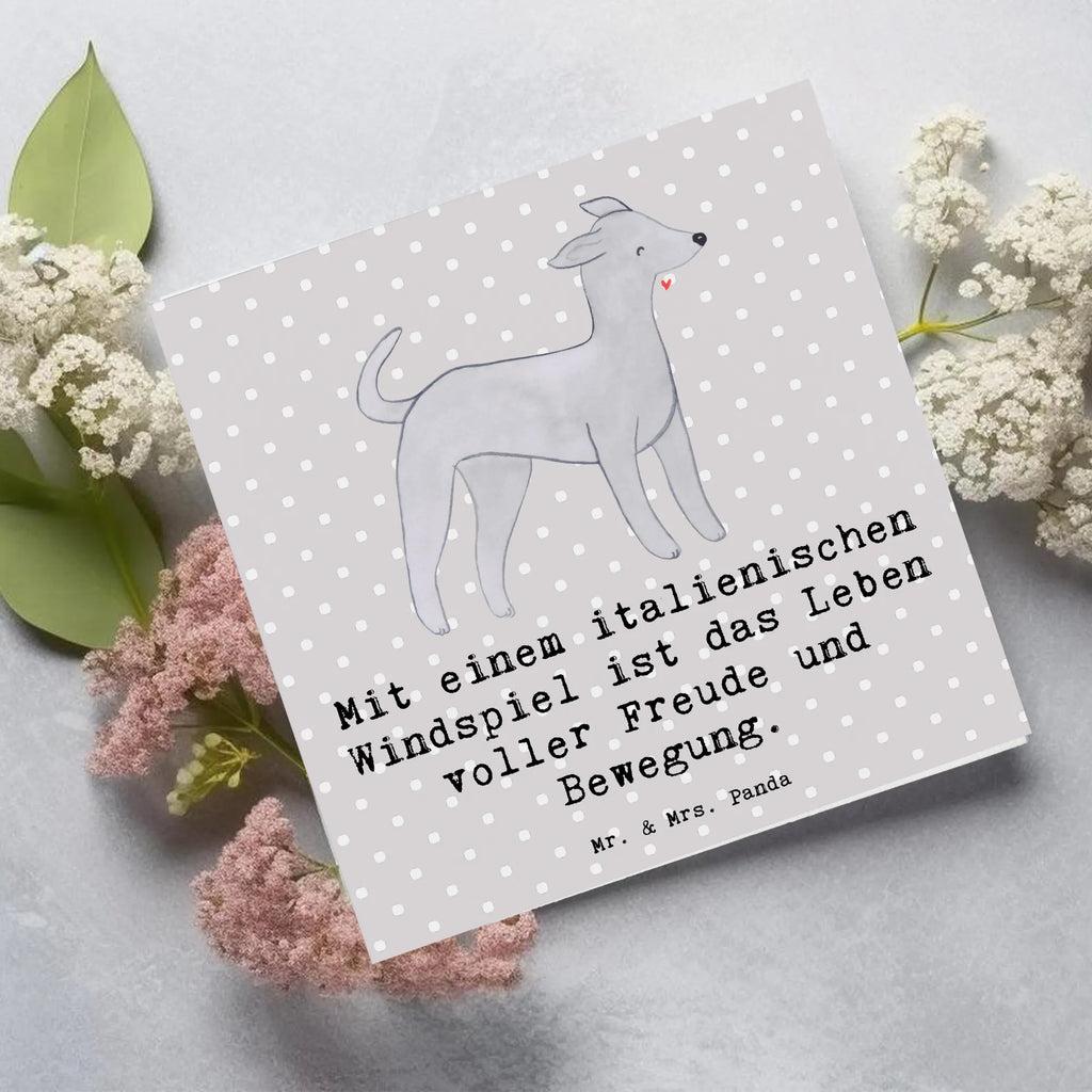 Deluxe Card Mit einem italienischen Windspiel ist das Leben voller Freude und Bewegung. Karte, Einladungskarte, Grußkarte, Hochwertige Klappkarte, Hochzeitskarte, Hochwertige Grußkarte, Glückwunschkarte, Klappkarte, Geburtstagskarte, Hund, Hunderasse, Rassehund, Hundebesitzer, Geschenk, Tierfreund, Schenken, Welpe