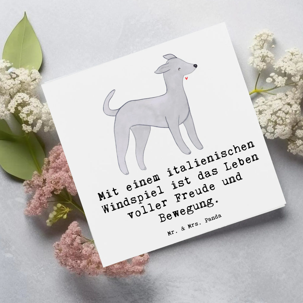 Deluxe Card Mit einem italienischen Windspiel ist das Leben voller Freude und Bewegung. Karte, Einladungskarte, Grußkarte, Hochwertige Klappkarte, Hochzeitskarte, Hochwertige Grußkarte, Glückwunschkarte, Klappkarte, Geburtstagskarte, Hund, Hunderasse, Rassehund, Hundebesitzer, Geschenk, Tierfreund, Schenken, Welpe