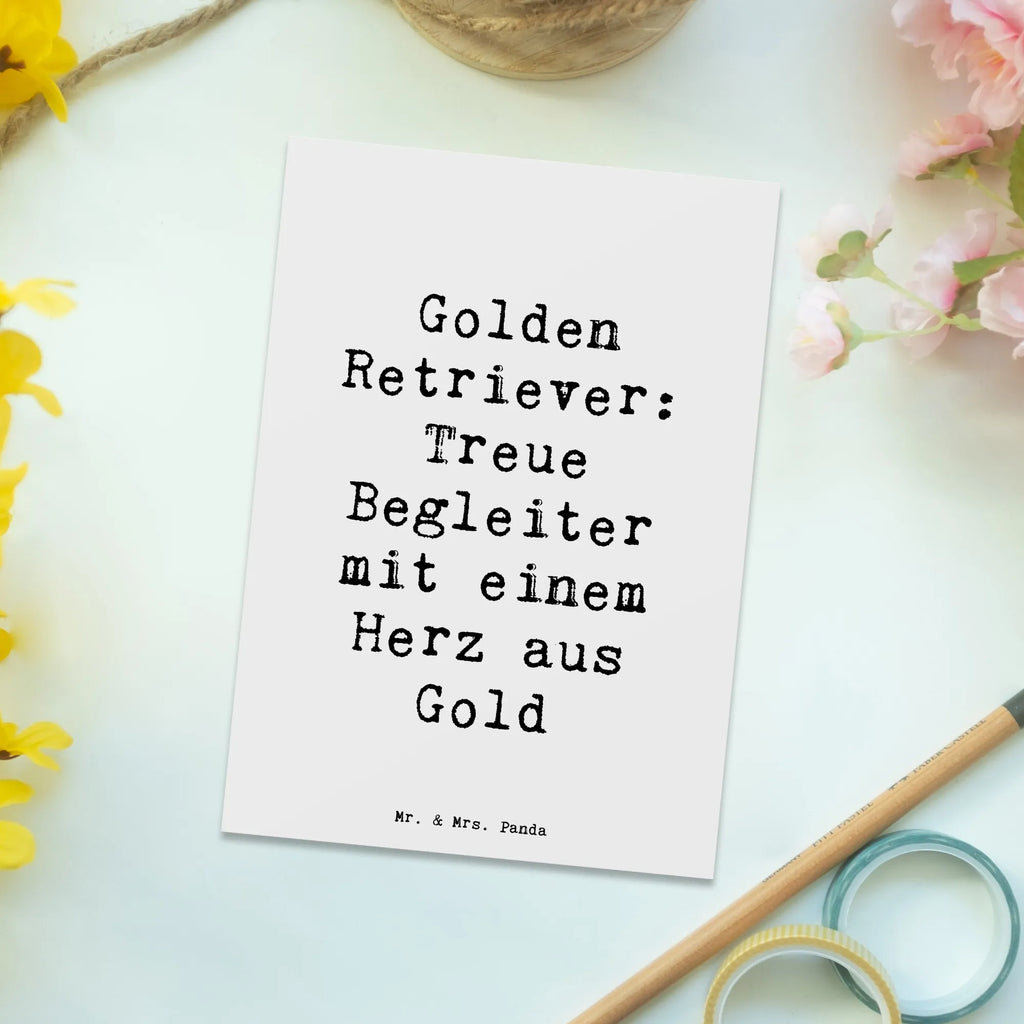 Postcard Saying Golden Retriever: Treue Begleiter mit einem Herz aus Gold Ansichtskarte, Karte, Einladung, Einladung Geburtstag, Ansichtskarten, Geburtstagskarte, Postkarte, Geschenkkarte, Grußkarte, Dankeskarte, Einladungskarte, Einladungskarten Geburtstag, Hund, Hunderasse, Rassehund, Hundebesitzer, Geschenk, Tierfreund, Schenken, Welpe