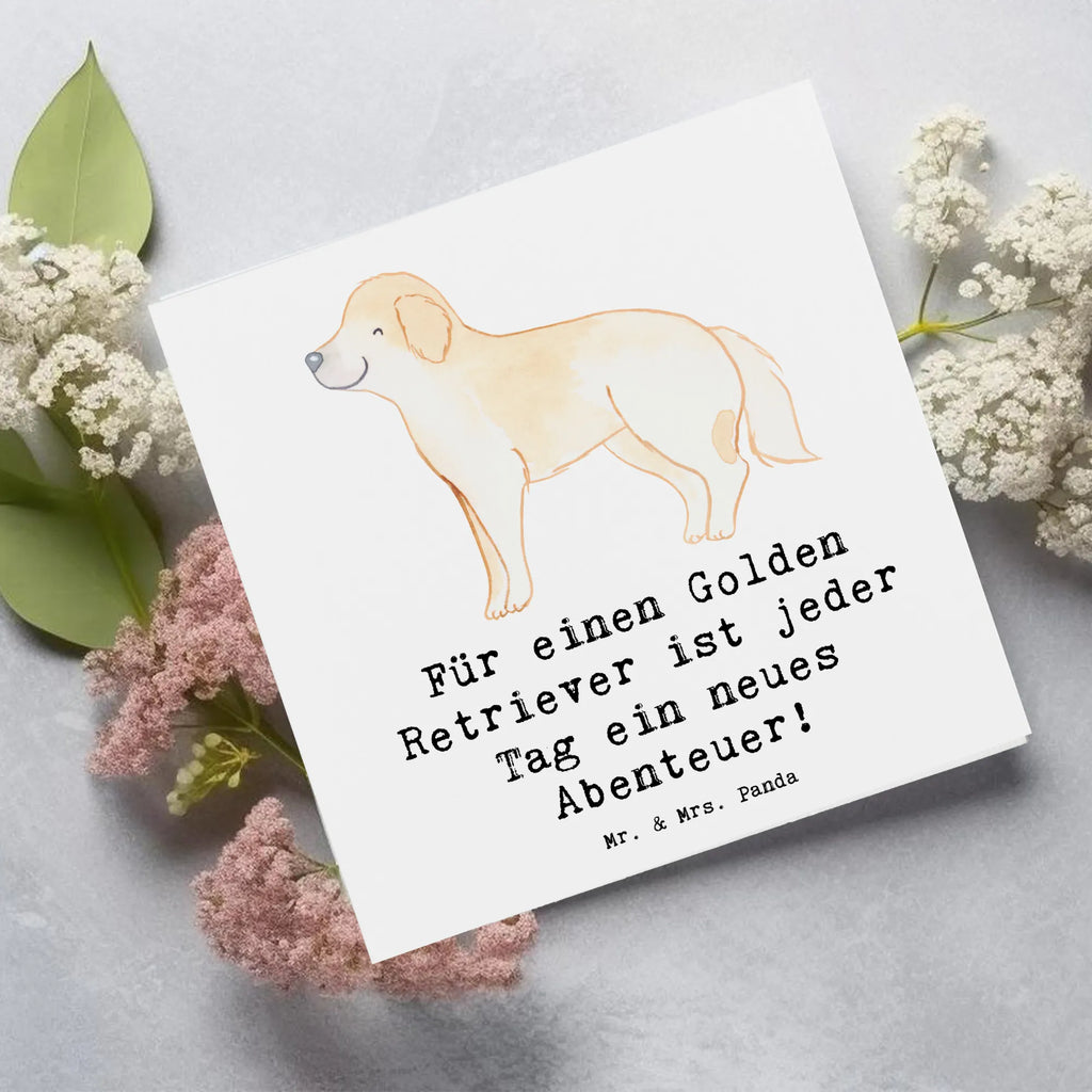 Deluxe Card Für einen Golden Retriever ist jeder Tag ein neues Abenteuer! Grußkarte, Karte, Hochwertige Klappkarte, Einladungskarte, Hochzeitskarte, Hochwertige Grußkarte, Klappkarte, Geburtstagskarte, Glückwunschkarte, Hund, Hunderasse, Rassehund, Hundebesitzer, Geschenk, Tierfreund, Schenken, Welpe