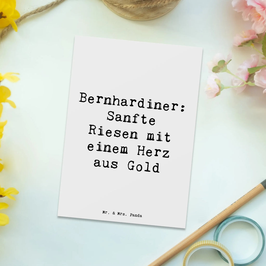 Postcard Saying Bernhardiner: Sanfte Riesen mit einem Herz aus Gold Dankeskarte, Geburtstagskarte, Ansichtskarten, Karte, Ansichtskarte, Geschenkkarte, Einladung Geburtstag, Einladungskarten Geburtstag, Grußkarte, Postkarte, Einladungskarte, Einladung, Hund, Hunderasse, Rassehund, Hundebesitzer, Geschenk, Tierfreund, Schenken, Welpe