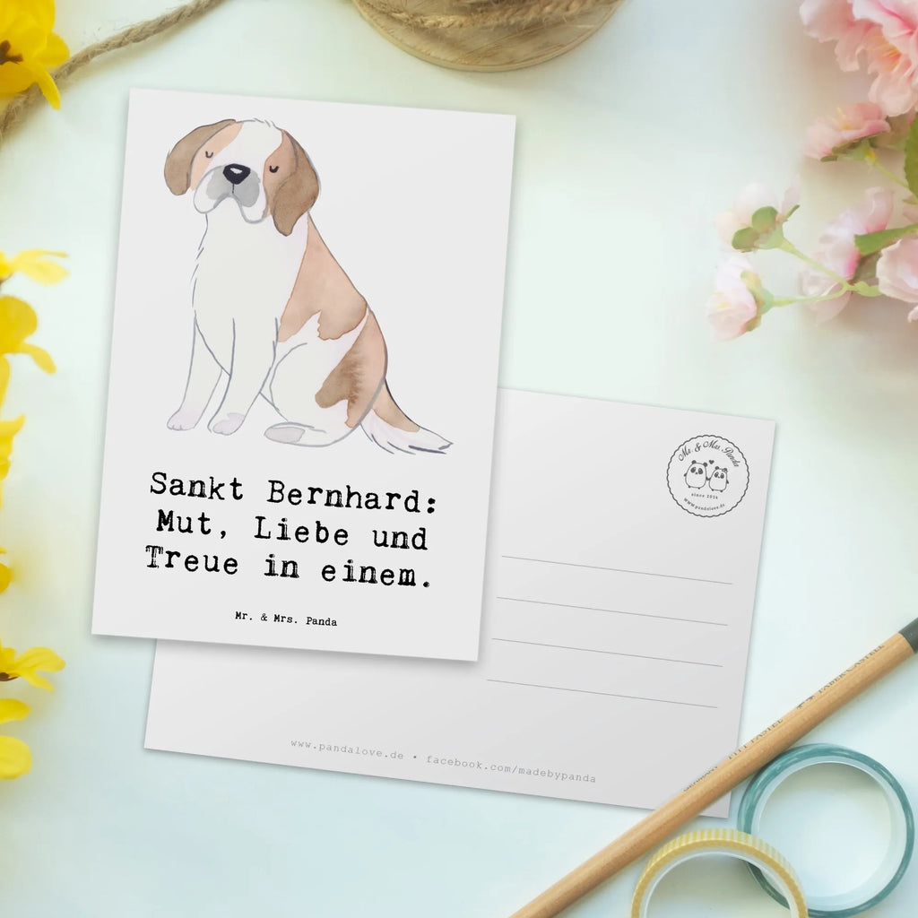 Postcard Sankt Bernhard: Mut, Liebe und Treue in einem. Karte, Dankeskarte, Einladung, Ansichtskarten, Grußkarte, Geschenkkarte, Einladung Geburtstag, Ansichtskarte, Einladungskarten Geburtstag, Geburtstagskarte, Postkarte, Einladungskarte, Hund, Hunderasse, Rassehund, Hundebesitzer, Geschenk, Tierfreund, Schenken, Welpe