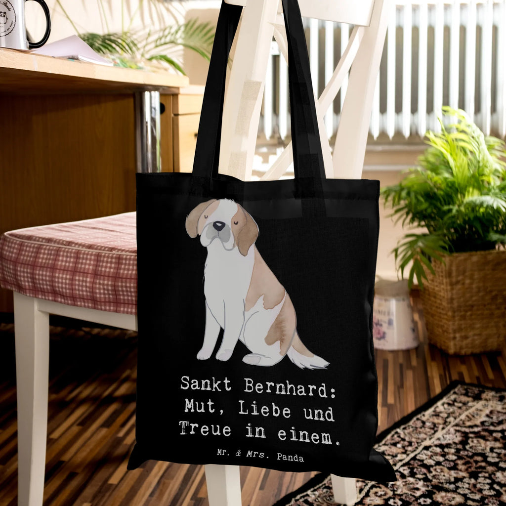 Tote bag Sankt Bernhard: Mut, Liebe und Treue in einem. Shopper, Einkaufstüte, Tasche, Umhängetasche, Badetasche, Jutetasche, Einkaufstasche, Tragetasche, Stofftasche, Beuteltasche, Stoffbeutel, Schultertasche, Strandtasche, Laptoptasche, Jutebeutel, Beutel, Hund, Hunderasse, Rassehund, Hundebesitzer, Geschenk, Tierfreund, Schenken, Welpe