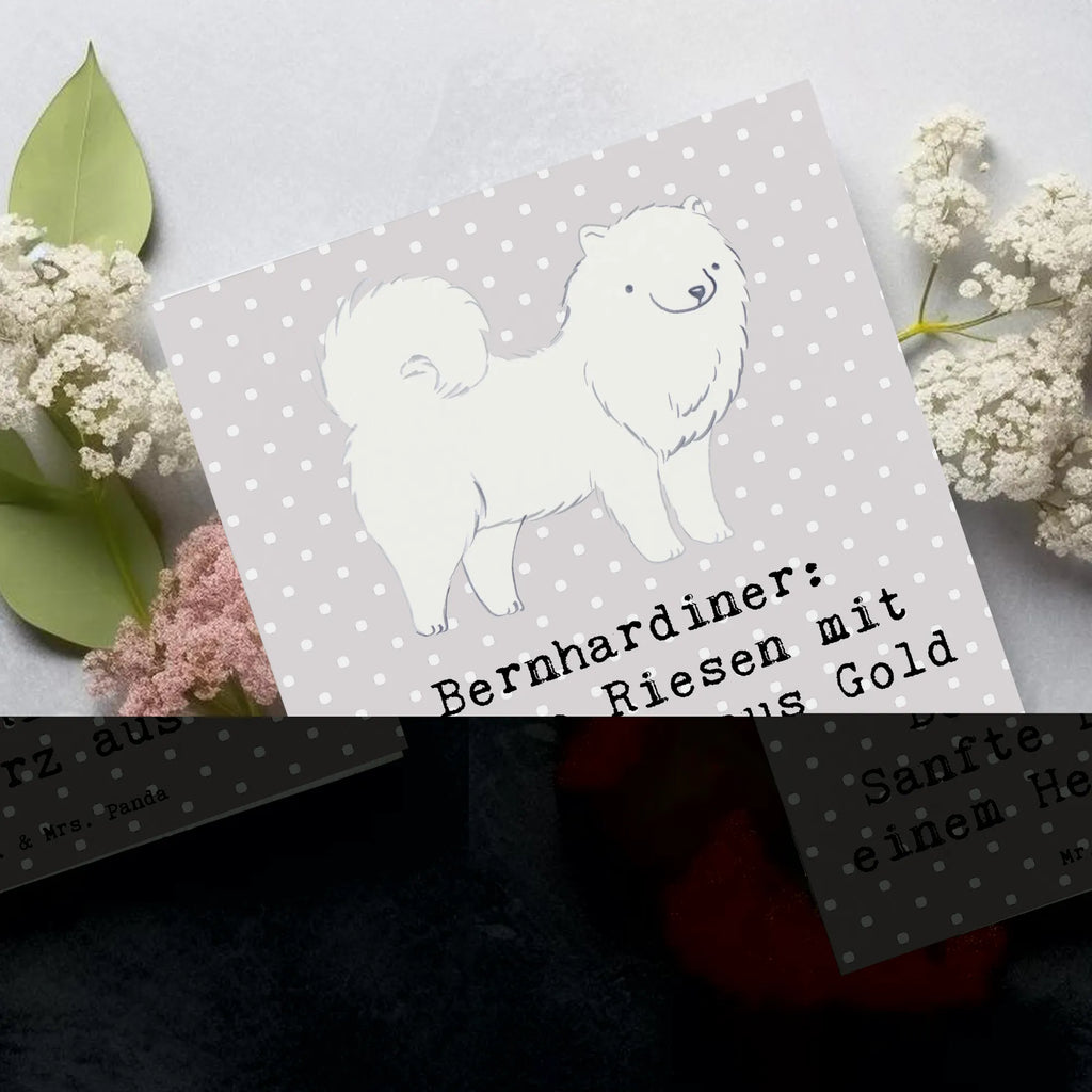 Deluxe Card Bernhardiner: Sanfte Riesen mit einem Herz aus Gold Klappkarte, Hochwertige Grußkarte, Karte, Geburtstagskarte, Einladungskarte, Hochwertige Klappkarte, Glückwunschkarte, Grußkarte, Hochzeitskarte, Hund, Hunderasse, Rassehund, Hundebesitzer, Geschenk, Tierfreund, Schenken, Welpe