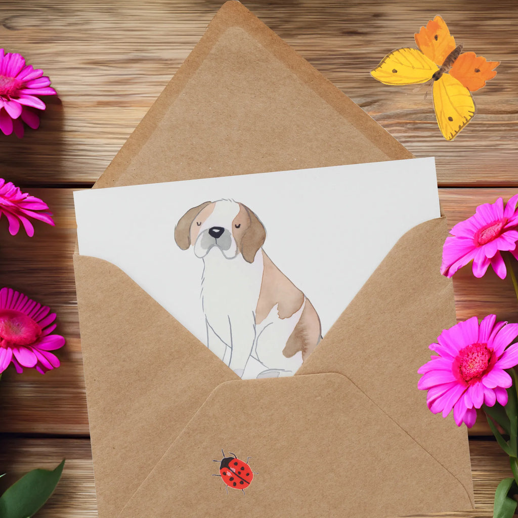 Deluxe Card Sankt Bernhard: Mut, Liebe und Treue in einem. Glückwunschkarte, Hochwertige Grußkarte, Einladungskarte, Hochwertige Klappkarte, Klappkarte, Karte, Grußkarte, Geburtstagskarte, Hochzeitskarte, Hund, Hunderasse, Rassehund, Hundebesitzer, Geschenk, Tierfreund, Schenken, Welpe