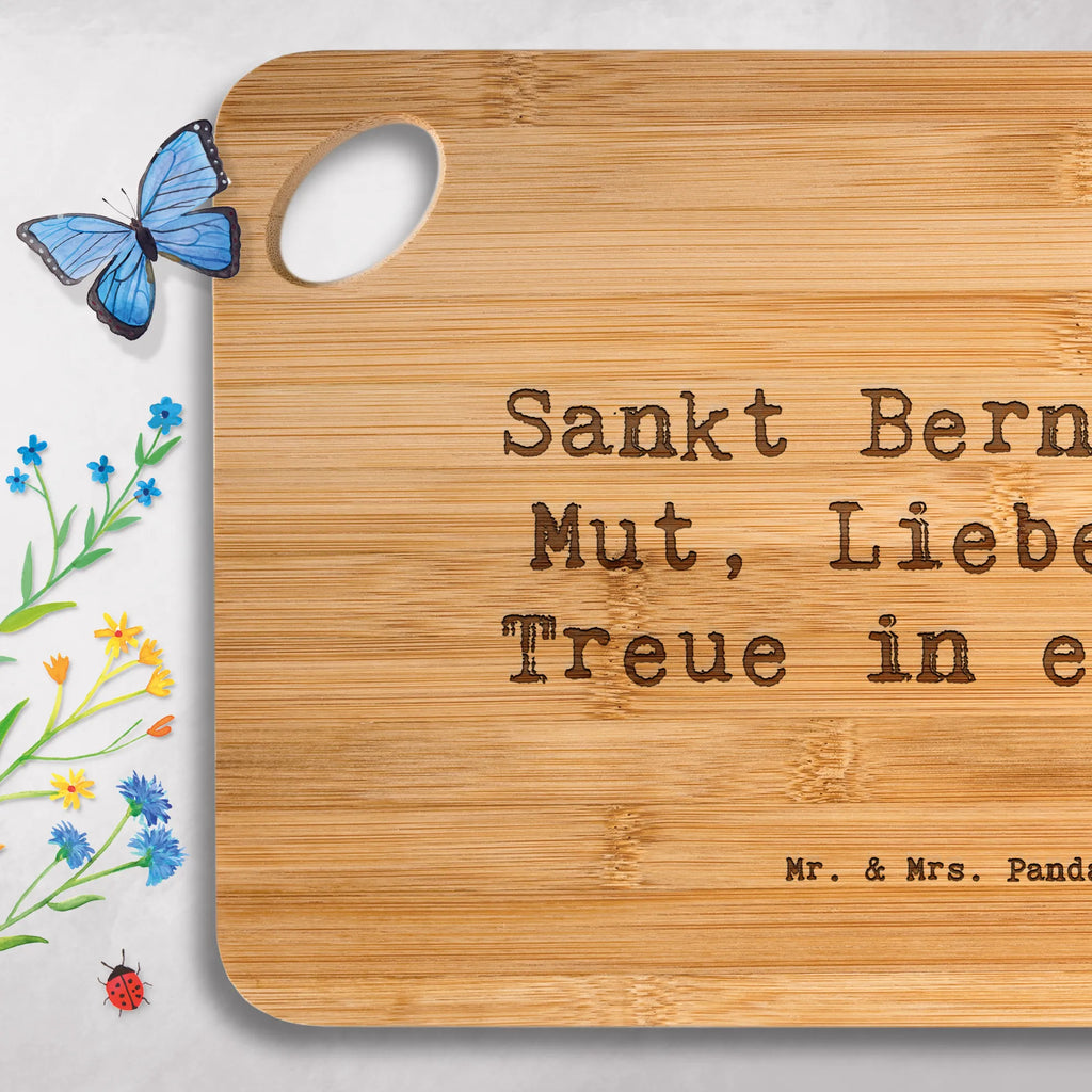 Bambus - deska do krojenia Przysłowie Sankt Bernhard: Mut, Liebe und Treue in einem. Pies, rasa psa, pies rasowy, właściciel psa, prezent, miłośnik zwierząt, dawanie, szczeniak