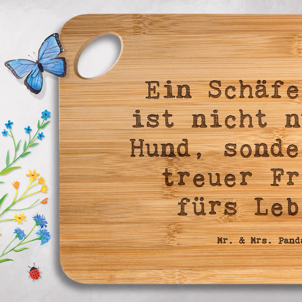 Bambus - deska do krojenia Przysłowie Ein Schäferhund ist nicht nur ein Hund, sondern ein treuer Freund fürs Leben. Pies, rasa psa, pies rasowy, właściciel psa, prezent, miłośnik zwierząt, dawanie, szczeniak