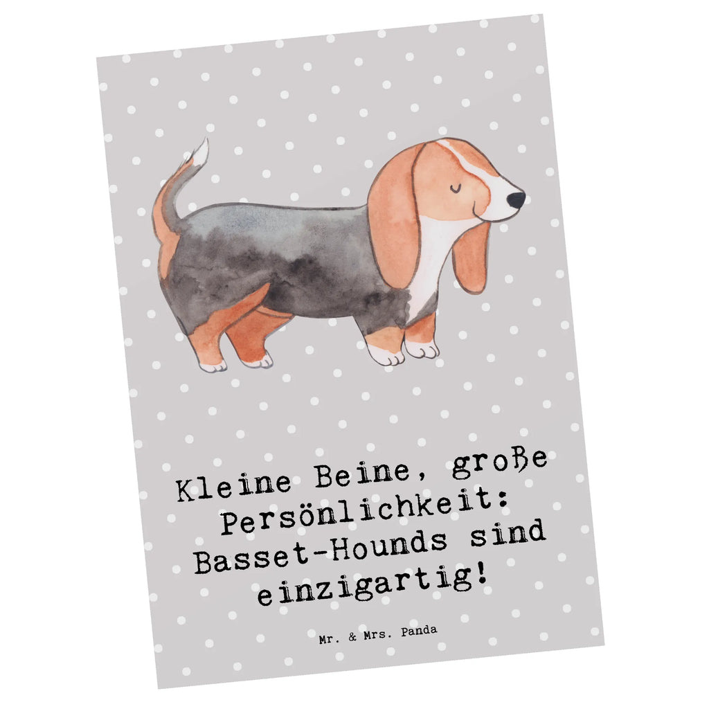 Postcard Kleine Beine, große Persönlichkeit: Basset-Hounds sind einzigartig! Einladung, Einladungskarten Geburtstag, Karte, Geburtstagskarte, Geschenkkarte, Postkarte, Einladung Geburtstag, Ansichtskarte, Ansichtskarten, Grußkarte, Einladungskarte, Dankeskarte, Hund, Hunderasse, Rassehund, Hundebesitzer, Geschenk, Tierfreund, Schenken, Welpe