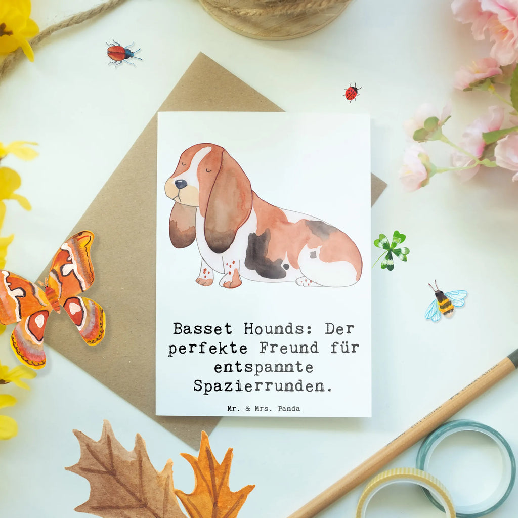 Greetings card Basset Hounds: Der perfekte Freund für entspannte Spazierrunden. Geburtstagskarte, Klappkarte, Grußkarte, Hochzeitskarte, Karte, Einladungskarte, Ansichtskarten, Glückwunschkarte, Hund, Hunderasse, Rassehund, Hundebesitzer, Geschenk, Tierfreund, Schenken, Welpe