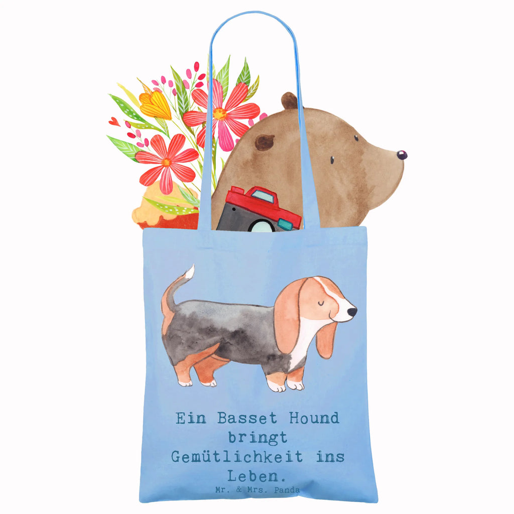 Tote bag Ein Basset Hound bringt Gemütlichkeit ins Leben. Einkaufstasche, Tragetasche, Shopper, Umhängetasche, Jutetasche, Stoffbeutel, Schultertasche, Badetasche, Tasche, Einkaufstüte, Beutel, Laptoptasche, Jutebeutel, Beuteltasche, Strandtasche, Stofftasche, Hund, Hunderasse, Rassehund, Hundebesitzer, Geschenk, Tierfreund, Schenken, Welpe