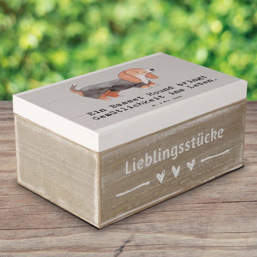 Holzkiste Basset Hound Gemütlichkeit Aufbewahrungsbox, XXL, Erinnerungsbox, Geschenkbox, Kiste, Schatulle, Truhe, Erinnerungskiste, Holzkiste, Schatzkiste, Geschenkdose, Dekokiste, Hund, Hunderasse, Rassehund, Hundebesitzer, Geschenk, Tierfreund, Schenken, Welpe