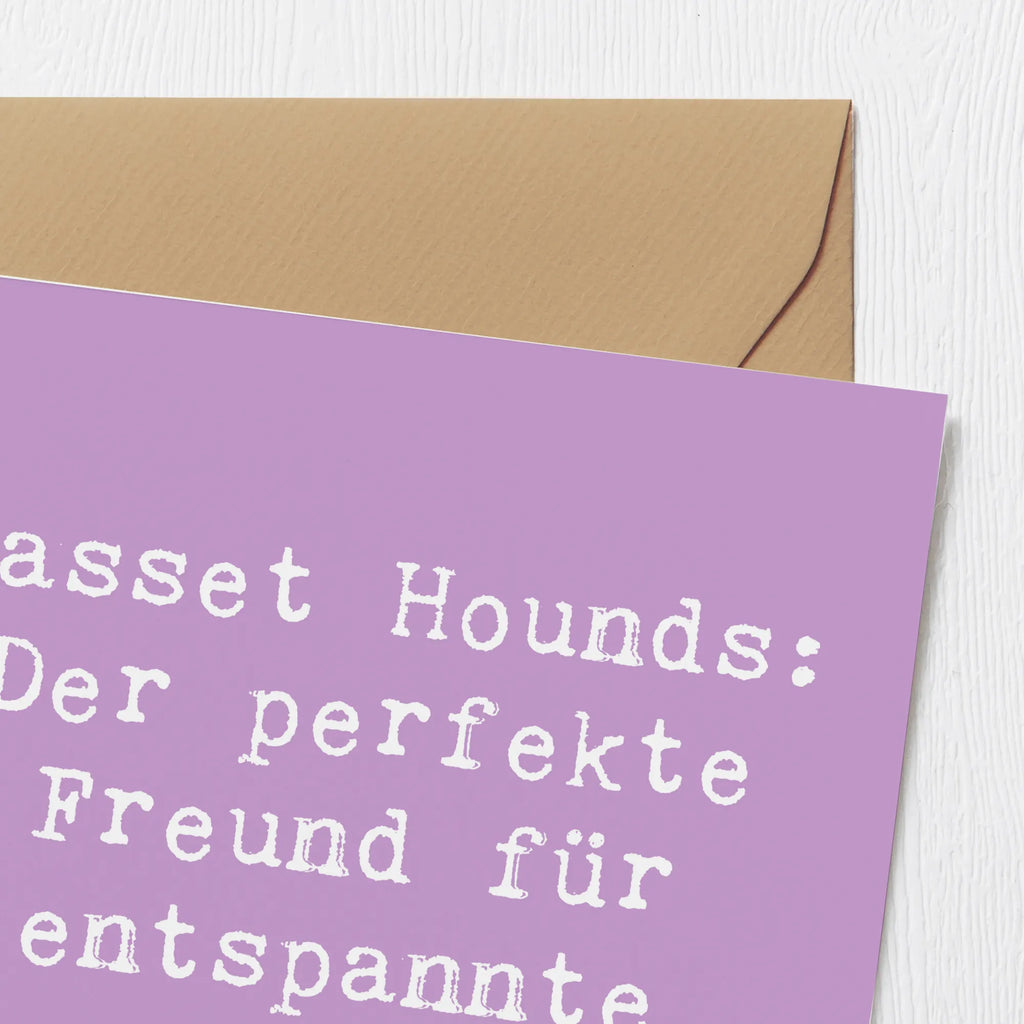 Deluxe Card Saying Basset Hounds: Der perfekte Freund für entspannte Spazierrunden. Grußkarte, Hochwertige Klappkarte, Einladungskarte, Geburtstagskarte, Hochwertige Grußkarte, Hochzeitskarte, Klappkarte, Karte, Glückwunschkarte, Hund, Hunderasse, Rassehund, Hundebesitzer, Geschenk, Tierfreund, Schenken, Welpe
