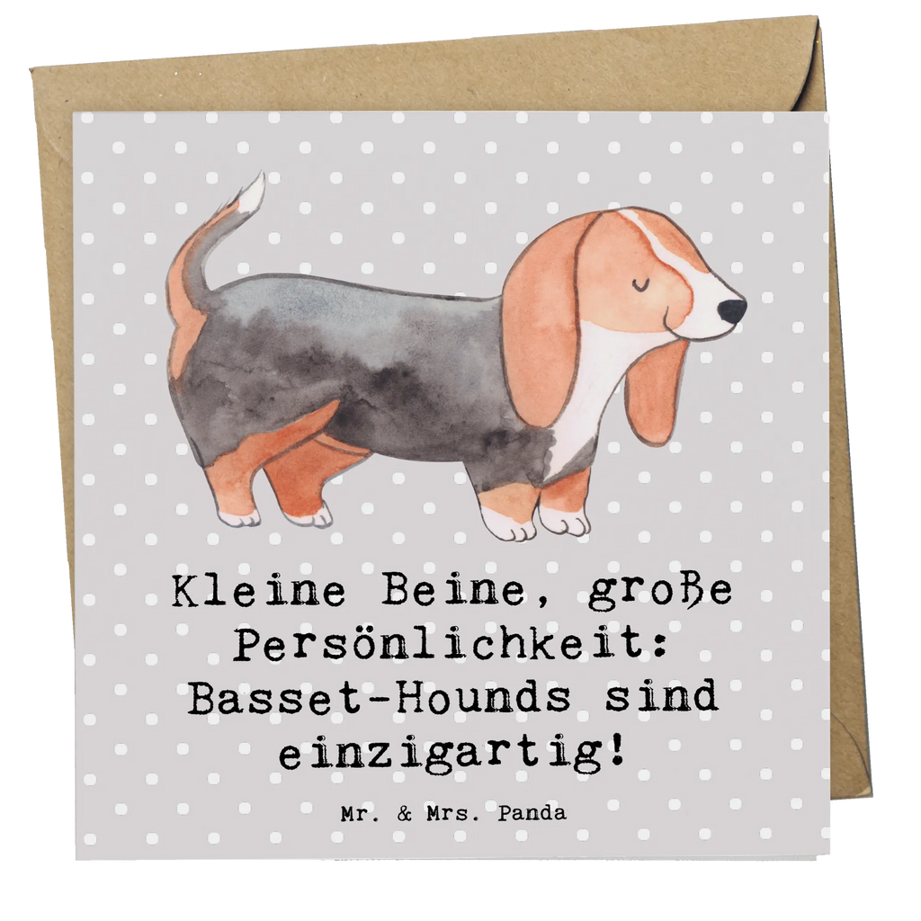Deluxe Card Kleine Beine, große Persönlichkeit: Basset-Hounds sind einzigartig! Hochzeitskarte, Karte, Klappkarte, Grußkarte, Hochwertige Klappkarte, Hochwertige Grußkarte, Glückwunschkarte, Einladungskarte, Geburtstagskarte, Hund, Hunderasse, Rassehund, Hundebesitzer, Geschenk, Tierfreund, Schenken, Welpe