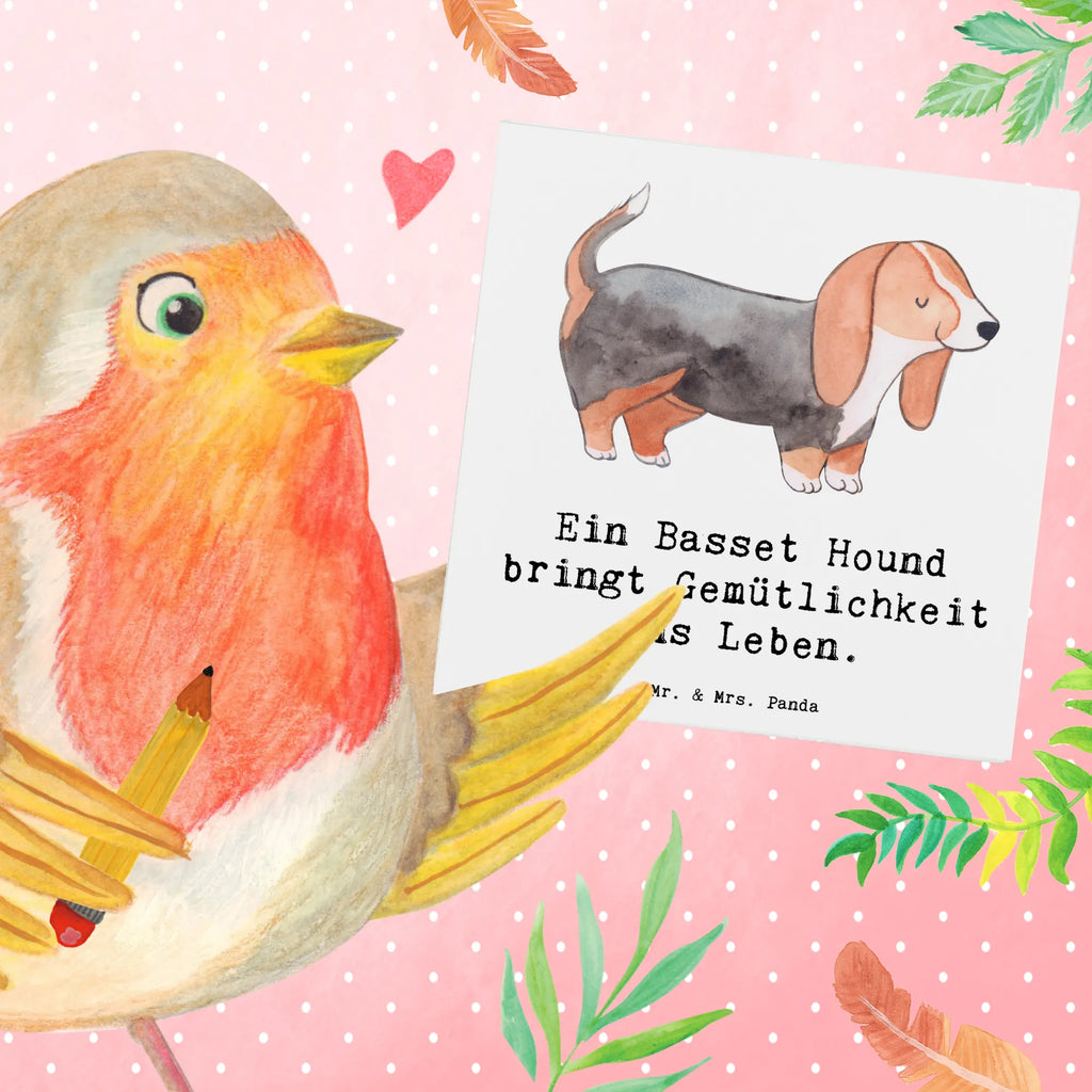 Deluxe Card Ein Basset Hound bringt Gemütlichkeit ins Leben. Hochwertige Klappkarte, Klappkarte, Glückwunschkarte, Einladungskarte, Hochzeitskarte, Hochwertige Grußkarte, Karte, Geburtstagskarte, Grußkarte, Hund, Hunderasse, Rassehund, Hundebesitzer, Geschenk, Tierfreund, Schenken, Welpe