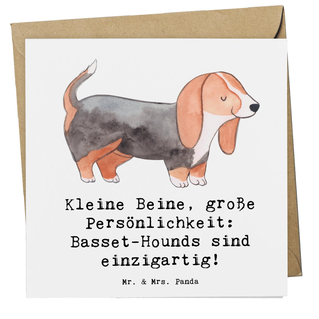 Deluxe Card Kleine Beine, große Persönlichkeit: Basset-Hounds sind einzigartig! Hochzeitskarte, Karte, Klappkarte, Grußkarte, Hochwertige Klappkarte, Hochwertige Grußkarte, Glückwunschkarte, Einladungskarte, Geburtstagskarte, Hund, Hunderasse, Rassehund, Hundebesitzer, Geschenk, Tierfreund, Schenken, Welpe