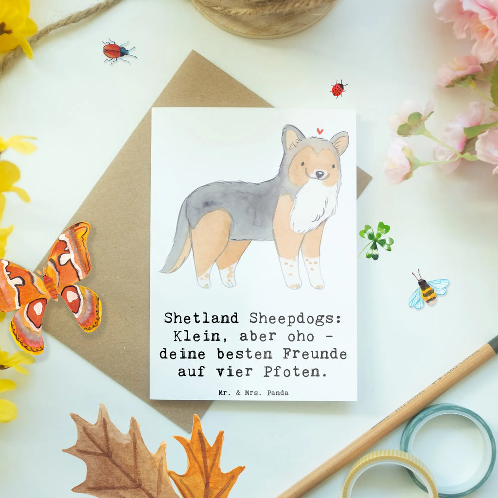 Greetings card Shetland Sheepdogs: Klein, aber oho - deine besten Freunde auf vier Pfoten. Ansichtskarten, Klappkarte, Geburtstagskarte, Grußkarte, Einladungskarte, Glückwunschkarte, Karte, Hochzeitskarte, Hund, Hunderasse, Rassehund, Hundebesitzer, Geschenk, Tierfreund, Schenken, Welpe