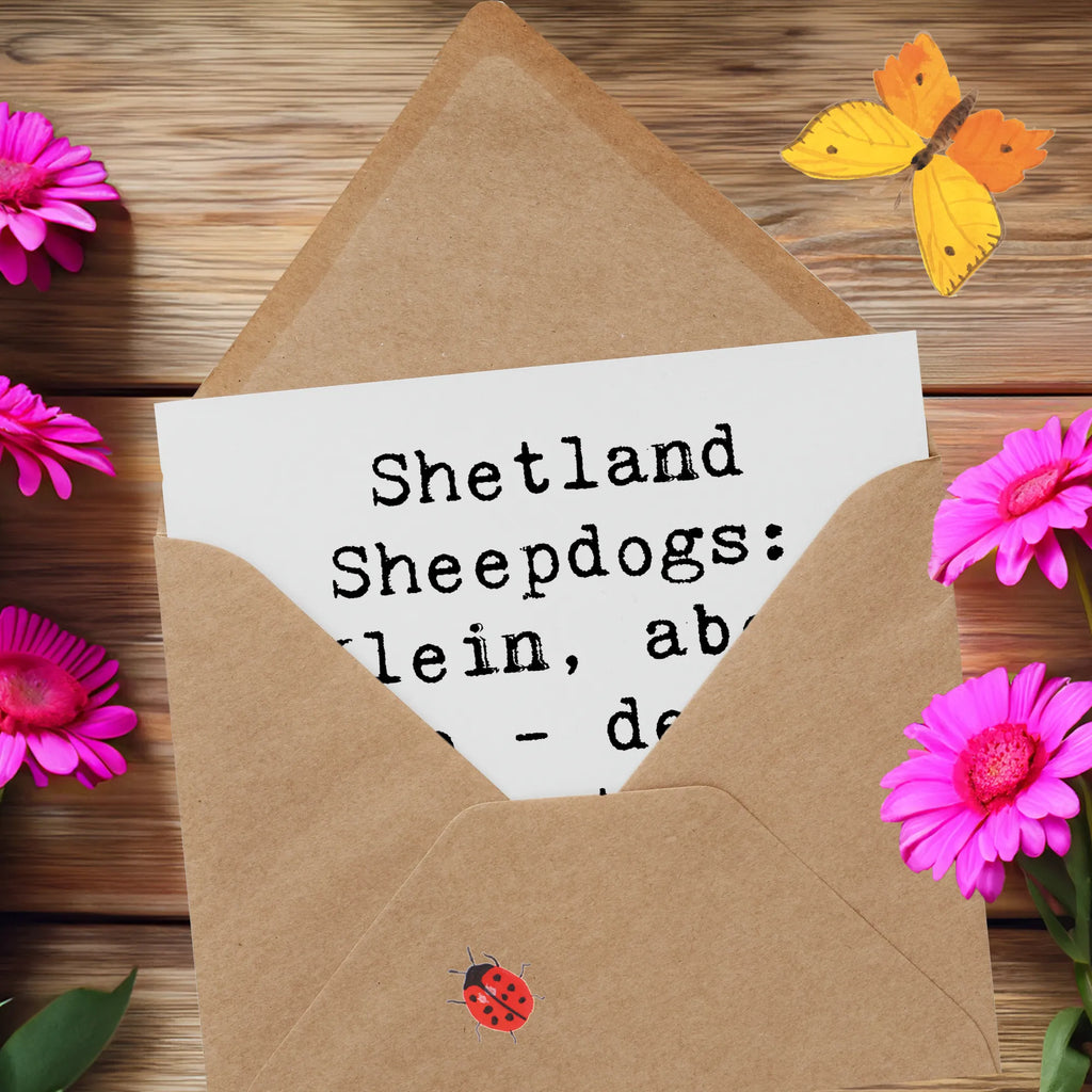 Deluxe Card Saying Shetland Sheepdogs: Klein, aber oho - deine besten Freunde auf vier Pfoten. Klappkarte, Hochwertige Grußkarte, Glückwunschkarte, Geburtstagskarte, Hochwertige Klappkarte, Karte, Grußkarte, Einladungskarte, Hochzeitskarte, Hund, Hunderasse, Rassehund, Hundebesitzer, Geschenk, Tierfreund, Schenken, Welpe