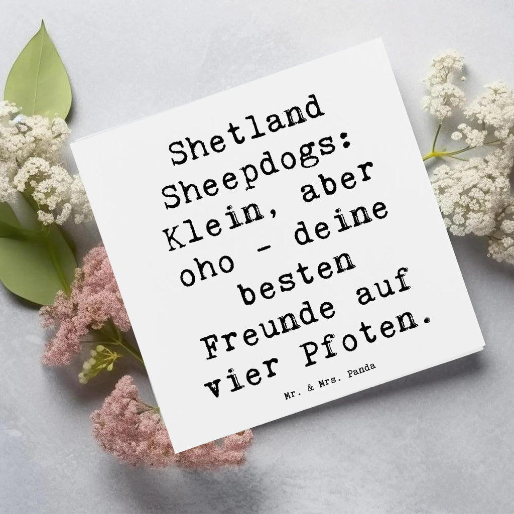 Deluxe Card Saying Shetland Sheepdogs: Klein, aber oho - deine besten Freunde auf vier Pfoten. Klappkarte, Hochwertige Grußkarte, Glückwunschkarte, Geburtstagskarte, Hochwertige Klappkarte, Karte, Grußkarte, Einladungskarte, Hochzeitskarte, Hund, Hunderasse, Rassehund, Hundebesitzer, Geschenk, Tierfreund, Schenken, Welpe