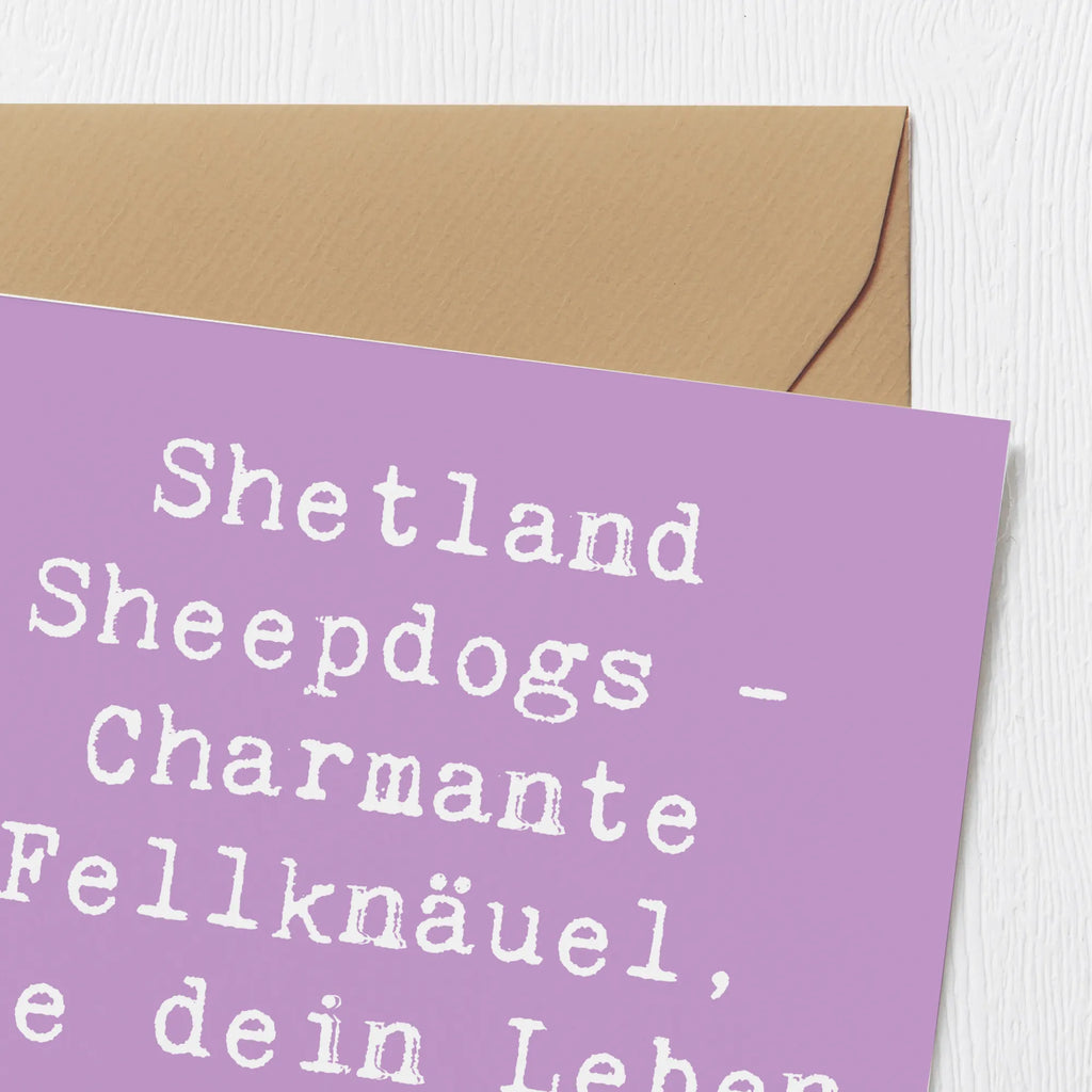Deluxe Karte Spruch Shetland Sheepdog Glücksbringer Klappkarte, Einladungskarte, Karte, Hochwertige Klappkarte, Hochwertige Grußkarte, Grußkarte, Hochzeitskarte, Geburtstagskarte, Glückwunschkarte, Hund, Hunderasse, Rassehund, Hundebesitzer, Geschenk, Tierfreund, Schenken, Welpe
