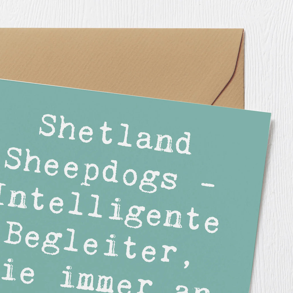 Deluxe Card Saying Shetland Sheepdogs - Intelligente Begleiter, die immer an deiner Seite sind Hochwertige Klappkarte, Klappkarte, Hochzeitskarte, Karte, Hochwertige Grußkarte, Glückwunschkarte, Geburtstagskarte, Einladungskarte, Grußkarte, Hund, Hunderasse, Rassehund, Hundebesitzer, Geschenk, Tierfreund, Schenken, Welpe