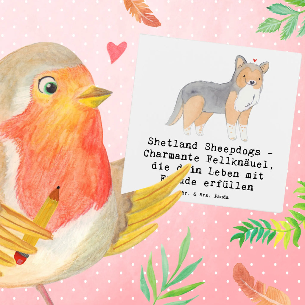 Deluxe Card Shetland Sheepdogs - Charmante Fellknäuel, die dein Leben mit Freude erfüllen Grußkarte, Glückwunschkarte, Einladungskarte, Hochwertige Klappkarte, Klappkarte, Hochwertige Grußkarte, Karte, Hochzeitskarte, Geburtstagskarte, Hund, Hunderasse, Rassehund, Hundebesitzer, Geschenk, Tierfreund, Schenken, Welpe