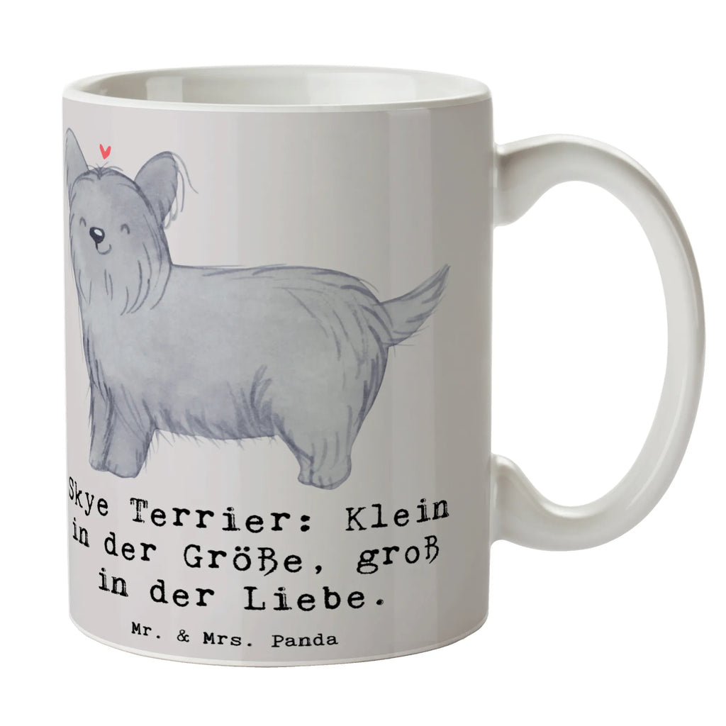 Mug Skye Terrier: Klein in der Größe, groß in der Liebe. Tasse mit Motiven, Tasse mit Zitaten, Porzellantasse, Geschenktasse, Kaffeetasse, Bürotasse, Teetasse, Tasse, Keramiktasse, Hund, Hunderasse, Rassehund, Hundebesitzer, Geschenk, Tierfreund, Schenken, Welpe