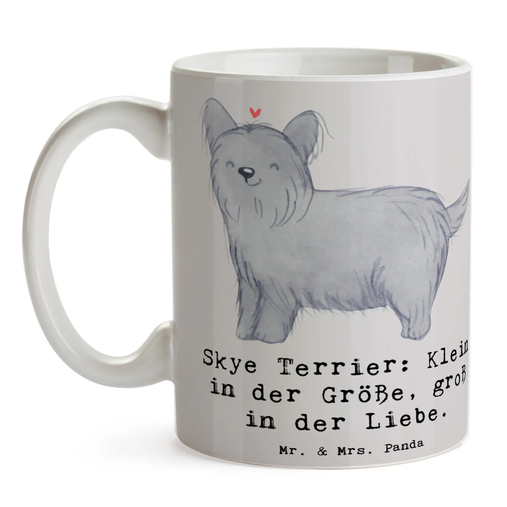 Mug Skye Terrier: Klein in der Größe, groß in der Liebe. Tasse mit Motiven, Tasse mit Zitaten, Porzellantasse, Geschenktasse, Kaffeetasse, Bürotasse, Teetasse, Tasse, Keramiktasse, Hund, Hunderasse, Rassehund, Hundebesitzer, Geschenk, Tierfreund, Schenken, Welpe