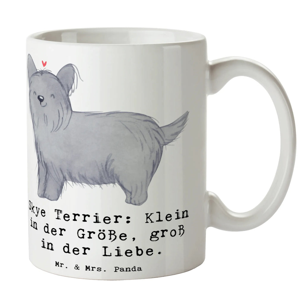 Mug Skye Terrier: Klein in der Größe, groß in der Liebe. Tasse mit Motiven, Tasse mit Zitaten, Porzellantasse, Geschenktasse, Kaffeetasse, Bürotasse, Teetasse, Tasse, Keramiktasse, Hund, Hunderasse, Rassehund, Hundebesitzer, Geschenk, Tierfreund, Schenken, Welpe