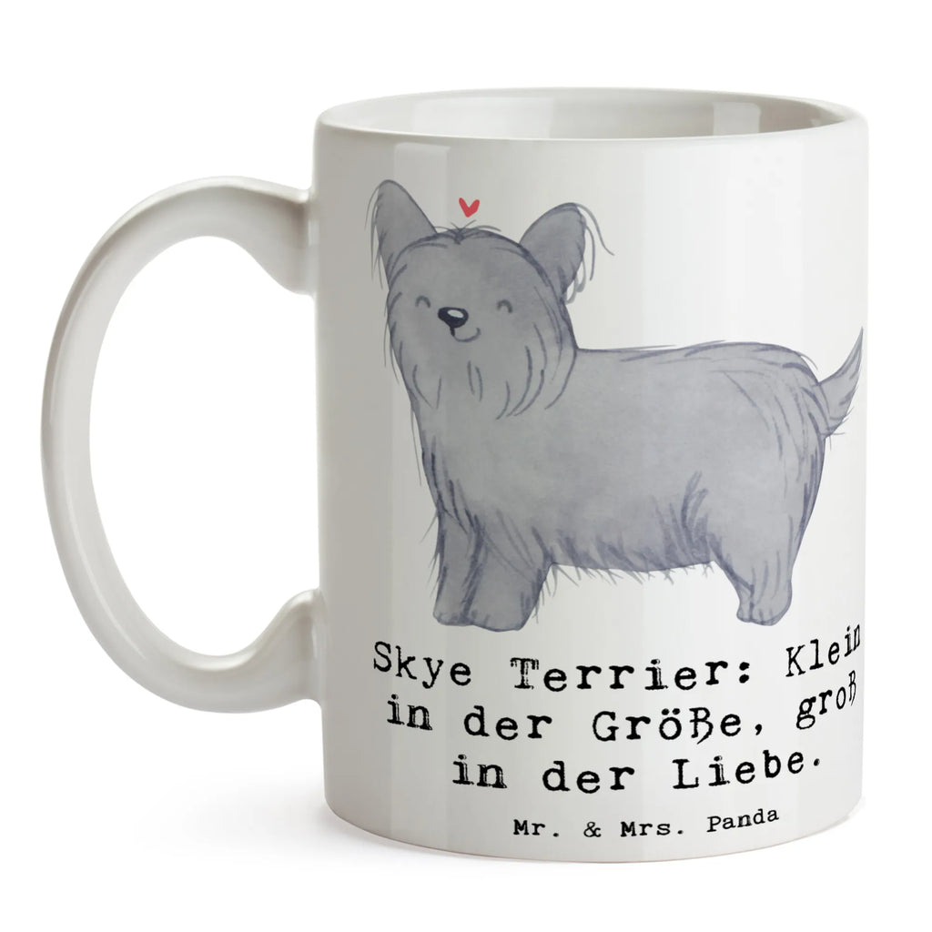 Mug Skye Terrier: Klein in der Größe, groß in der Liebe. Tasse mit Motiven, Tasse mit Zitaten, Porzellantasse, Geschenktasse, Kaffeetasse, Bürotasse, Teetasse, Tasse, Keramiktasse, Hund, Hunderasse, Rassehund, Hundebesitzer, Geschenk, Tierfreund, Schenken, Welpe