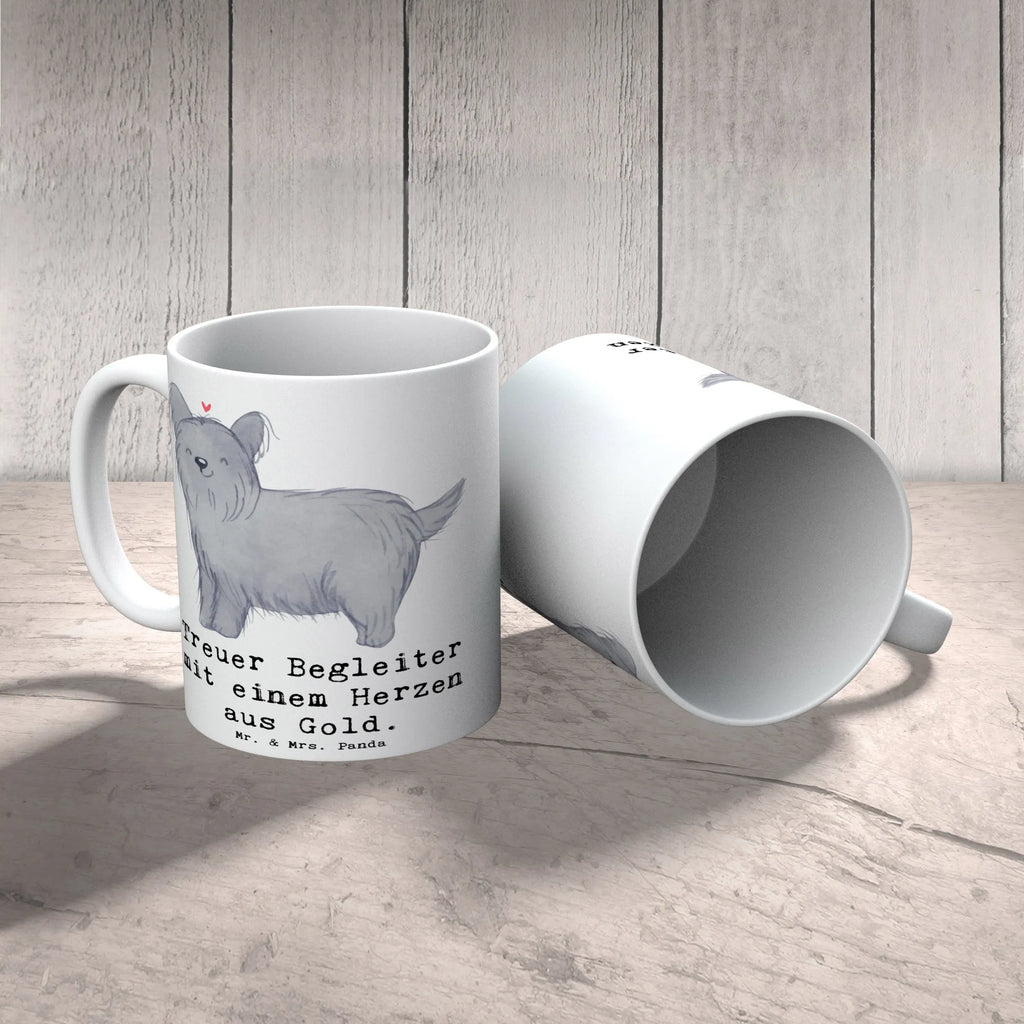 Mug Treuer Begleiter mit einem Herzen aus Gold. Bürotasse, Keramiktasse, Tasse mit Motiven, Kaffeetasse, Porzellantasse, Geschenktasse, Tasse, Teetasse, Tasse mit Zitaten, Hund, Hunderasse, Rassehund, Hundebesitzer, Geschenk, Tierfreund, Schenken, Welpe