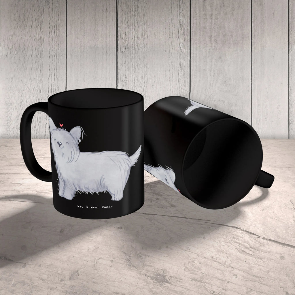 Mug Skye Terrier: Klein in der Größe, groß in der Liebe. Tasse mit Motiven, Tasse mit Zitaten, Porzellantasse, Geschenktasse, Kaffeetasse, Bürotasse, Teetasse, Tasse, Keramiktasse, Hund, Hunderasse, Rassehund, Hundebesitzer, Geschenk, Tierfreund, Schenken, Welpe