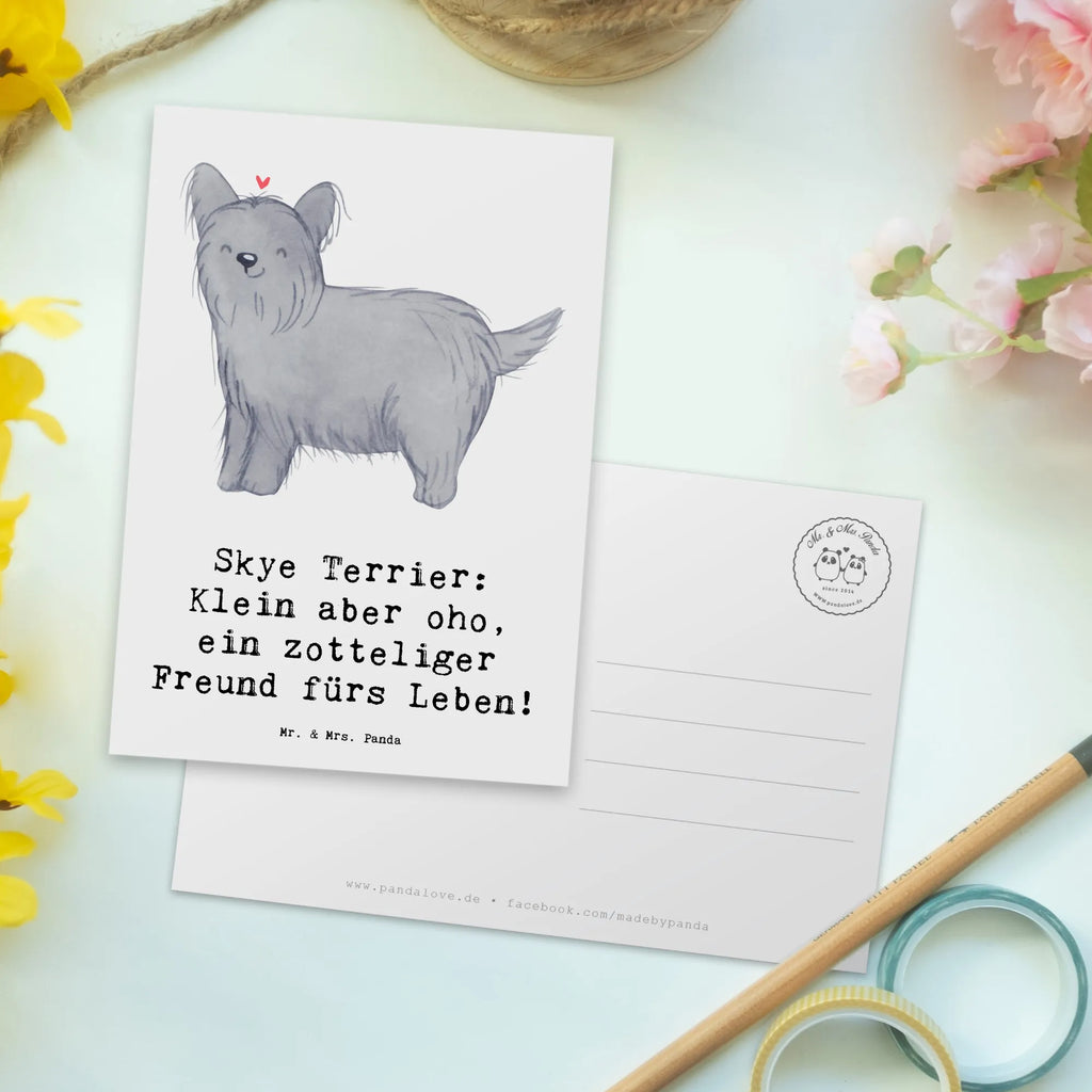 Postcard Skye Terrier: Klein aber oho, ein zotteliger Freund fürs Leben! Einladungskarte, Dankeskarte, Ansichtskarten, Ansichtskarte, Postkarte, Einladungskarten Geburtstag, Karte, Geschenkkarte, Grußkarte, Einladung, Einladung Geburtstag, Geburtstagskarte, Hund, Hunderasse, Rassehund, Hundebesitzer, Geschenk, Tierfreund, Schenken, Welpe