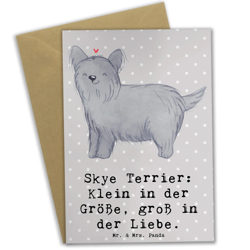 Greetings card Skye Terrier: Klein in der Größe, groß in der Liebe. Grußkarte, Karte, Einladungskarte, Glückwunschkarte, Geburtstagskarte, Ansichtskarten, Klappkarte, Hochzeitskarte, Hund, Hunderasse, Rassehund, Hundebesitzer, Geschenk, Tierfreund, Schenken, Welpe