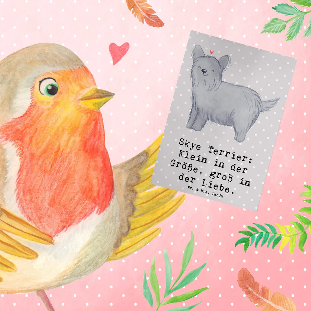 Greetings card Skye Terrier: Klein in der Größe, groß in der Liebe. Grußkarte, Karte, Einladungskarte, Glückwunschkarte, Geburtstagskarte, Ansichtskarten, Klappkarte, Hochzeitskarte, Hund, Hunderasse, Rassehund, Hundebesitzer, Geschenk, Tierfreund, Schenken, Welpe