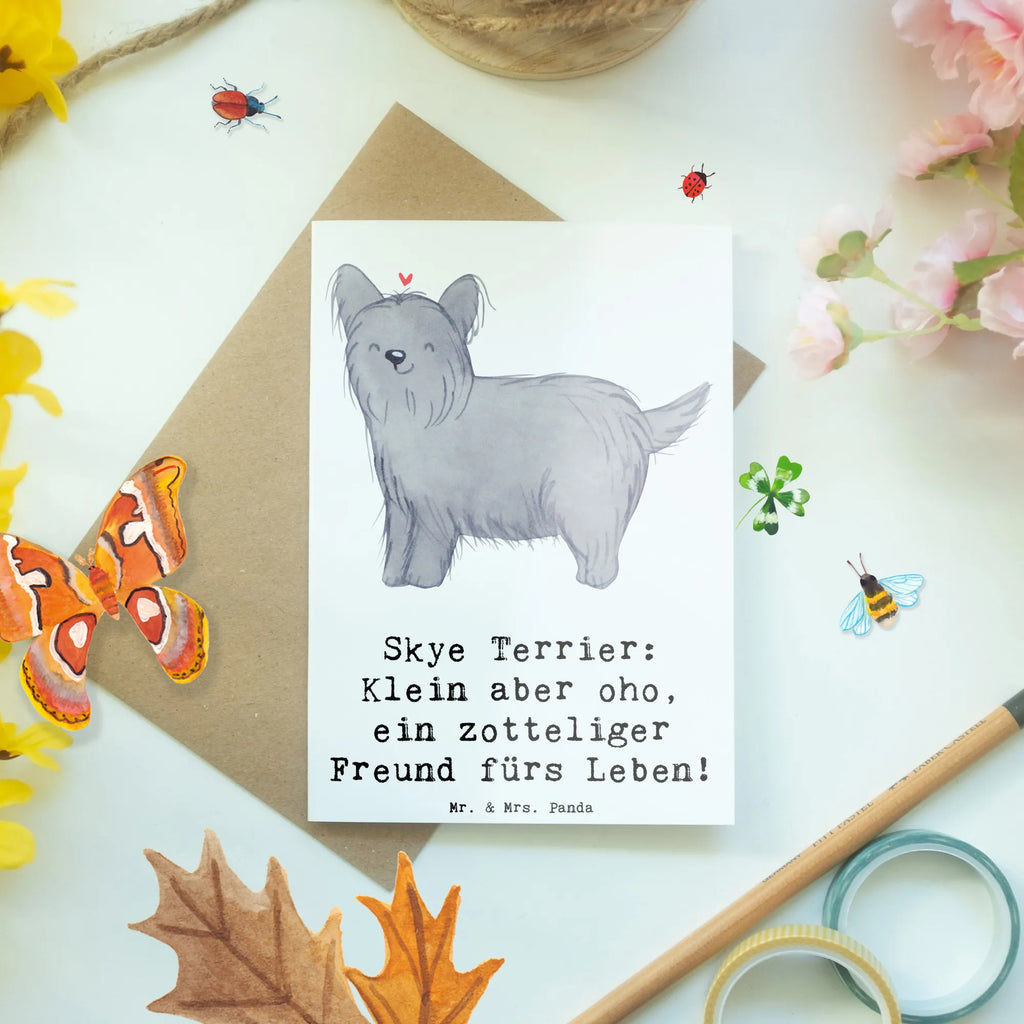Greetings card Skye Terrier: Klein aber oho, ein zotteliger Freund fürs Leben! Hochzeitskarte, Einladungskarte, Grußkarte, Klappkarte, Glückwunschkarte, Geburtstagskarte, Karte, Ansichtskarten, Hund, Hunderasse, Rassehund, Hundebesitzer, Geschenk, Tierfreund, Schenken, Welpe