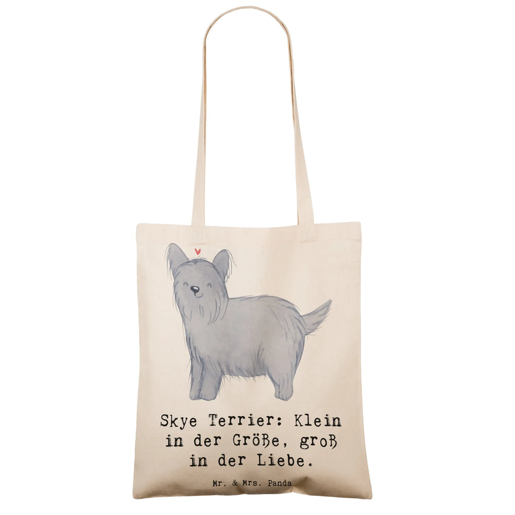 Tote bag Skye Terrier: Klein in der Größe, groß in der Liebe. Tragetasche, Strandtasche, Umhängetasche, Beutel, Stoffbeutel, Beuteltasche, Badetasche, Einkaufstüte, Laptoptasche, Einkaufstasche, Stofftasche, Shopper, Jutetasche, Jutebeutel, Tasche, Schultertasche, Hund, Hunderasse, Rassehund, Hundebesitzer, Geschenk, Tierfreund, Schenken, Welpe