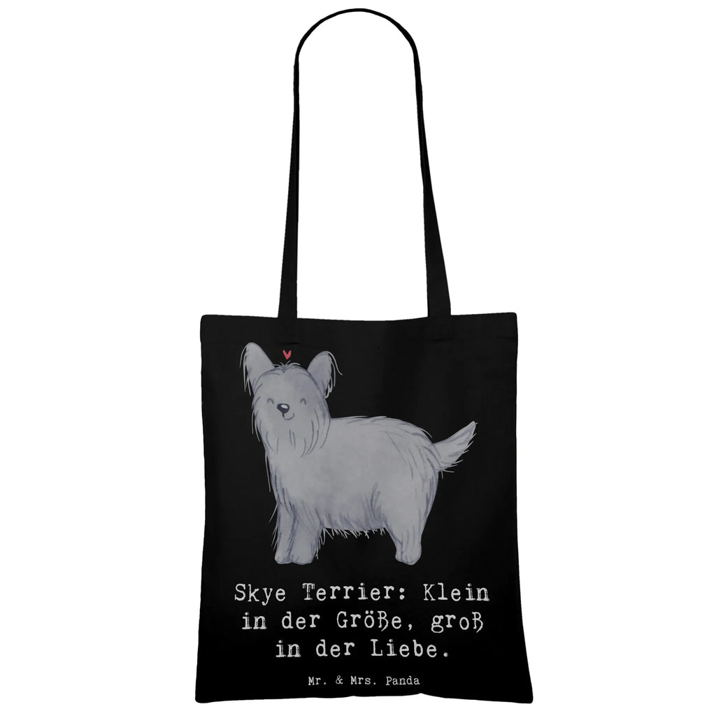 Tote bag Skye Terrier: Klein in der Größe, groß in der Liebe. Tragetasche, Strandtasche, Umhängetasche, Beutel, Stoffbeutel, Beuteltasche, Badetasche, Einkaufstüte, Laptoptasche, Einkaufstasche, Stofftasche, Shopper, Jutetasche, Jutebeutel, Tasche, Schultertasche, Hund, Hunderasse, Rassehund, Hundebesitzer, Geschenk, Tierfreund, Schenken, Welpe